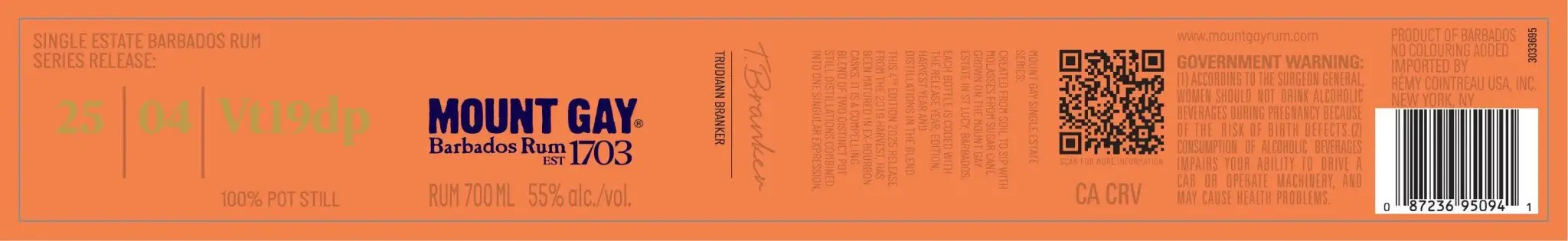Mount Gay Single Estate Series 2025 Edition 04, 100% Pot Still Rum