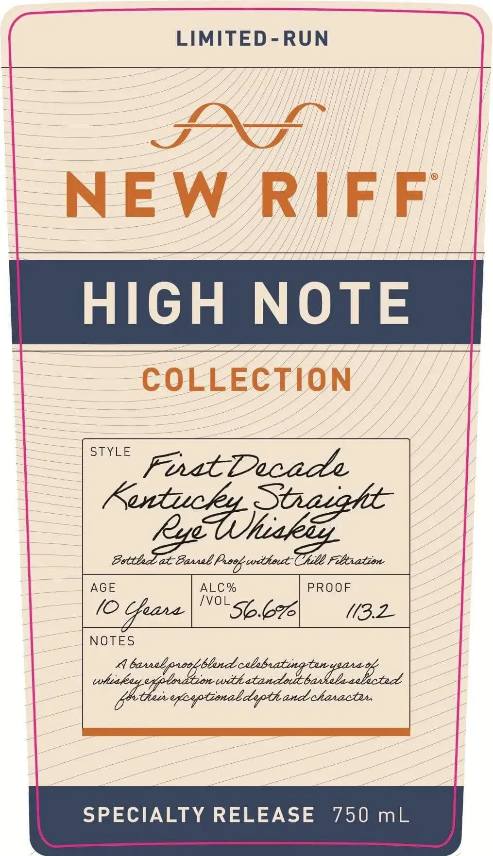 New Riff High Note First Decade Kentucky Straight Rye Whiskey 10 Year Barrel Proof