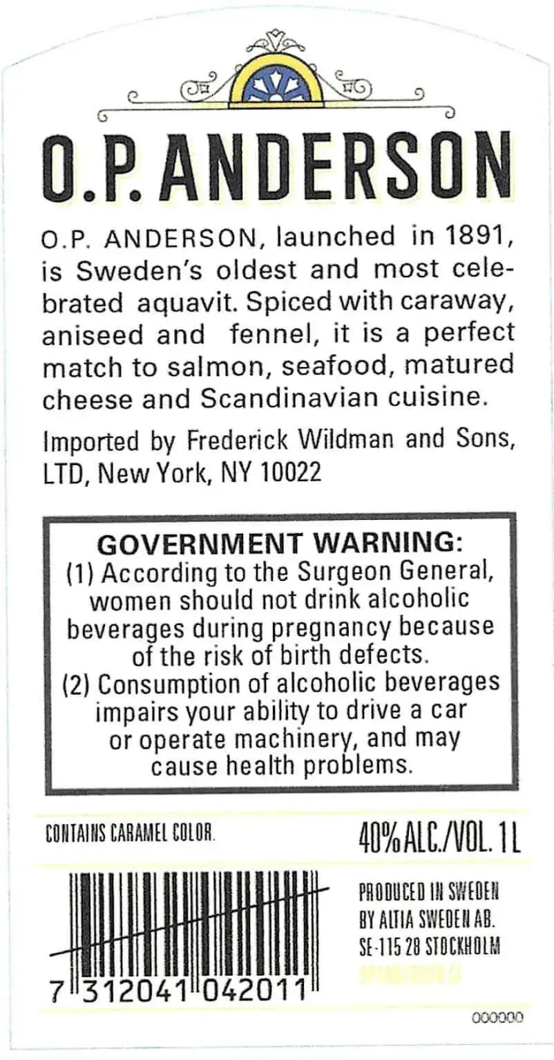 O.P. Anderson Swedish Aquavit 1L - Image 2