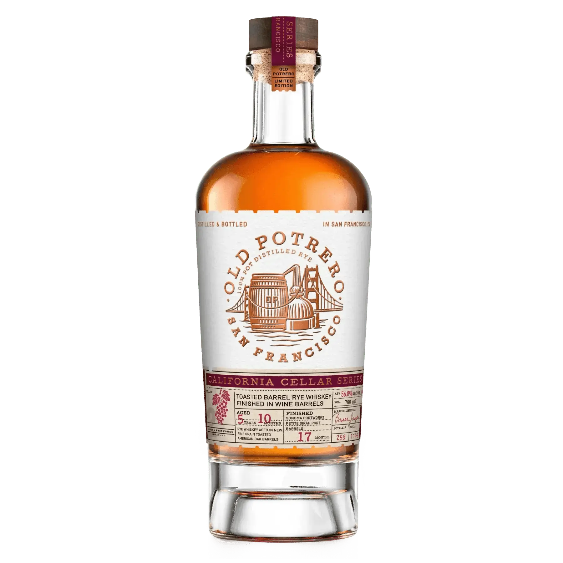 Old Potrero California Cellar Series #02 Toasted Barrel Rye Whiskey Finished in Wine Barrels 700ml