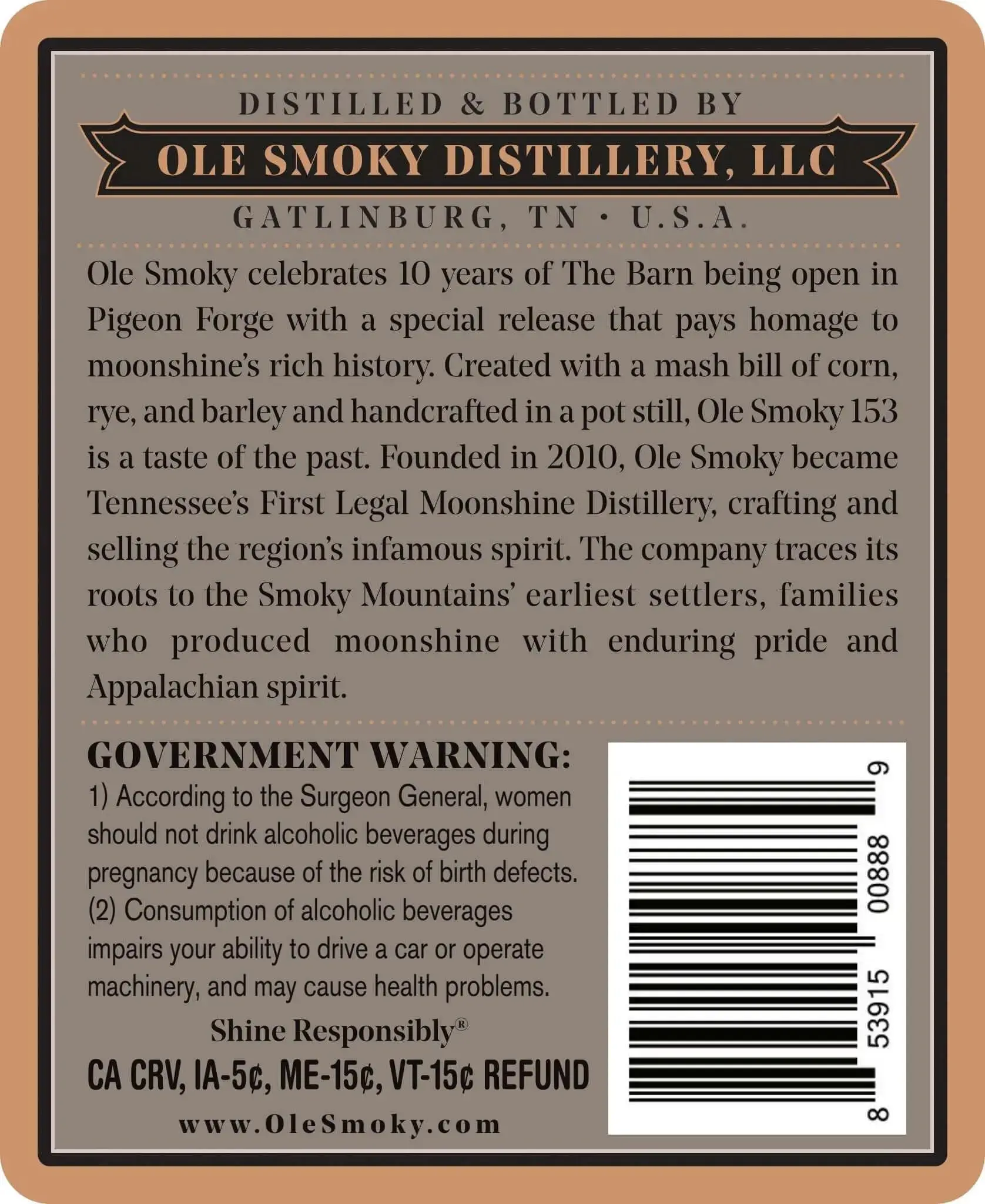 Ole Smoky 153 Handcrafted Tennessee Moonshine - Image 2