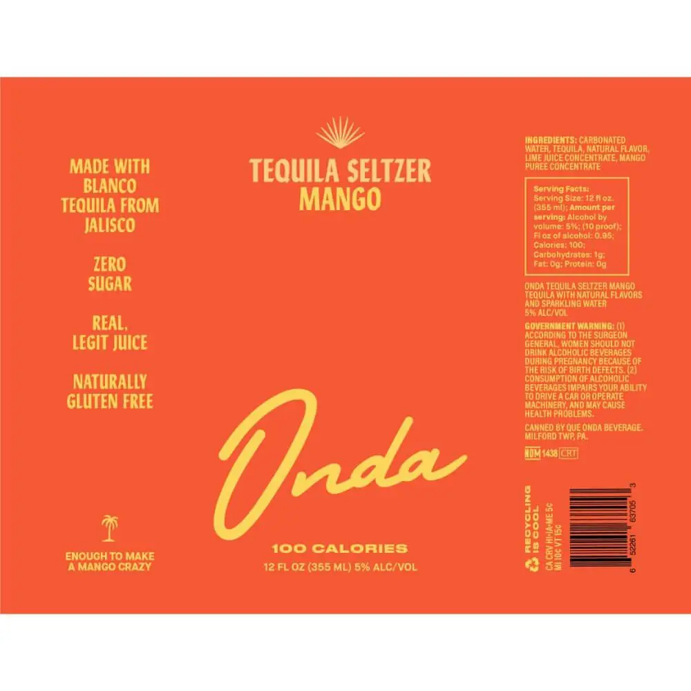 Onda Tequila Seltzer Mango 4 Pack - Image 2