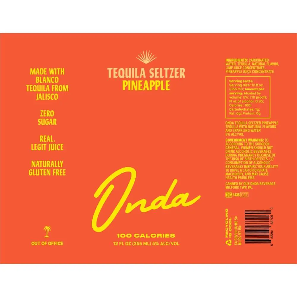 Onda Tequila Seltzer Pineapple 4 Pack - Image 2