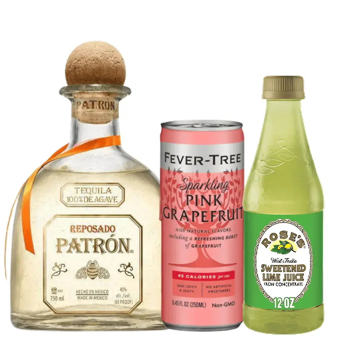 Paloma Cocktail Kit: Patrón Reposado, Rose’s Lime, Fever-Tree