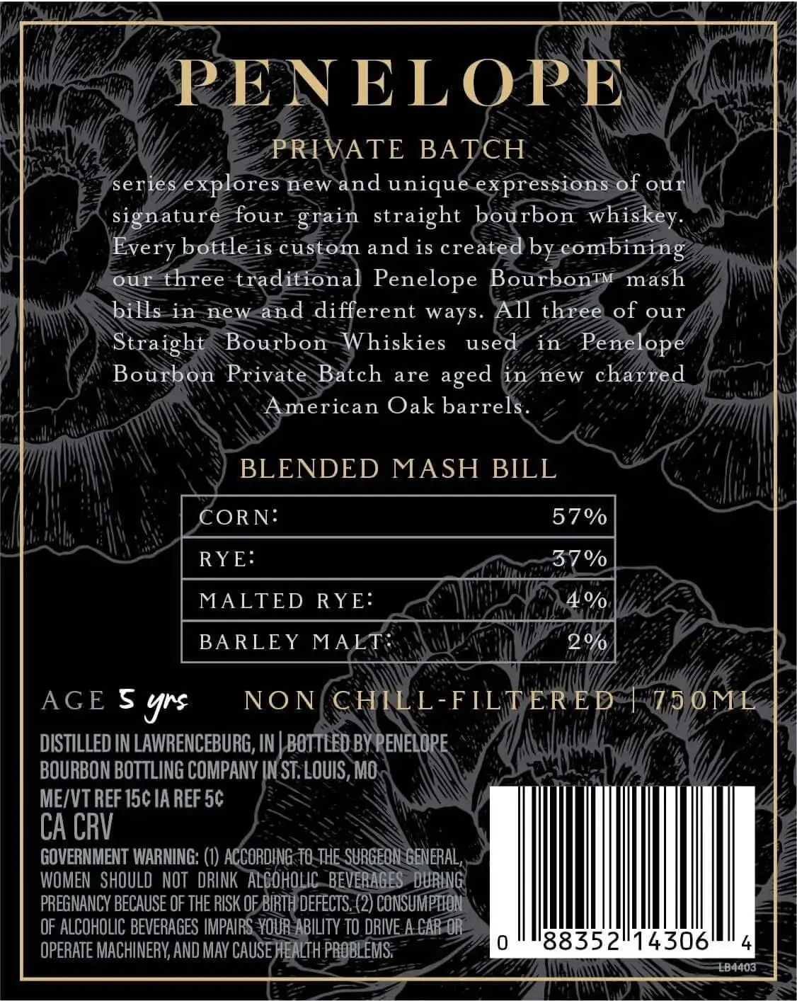 Penelope Bourbon Barrel Strength Private Batch 5 Year Straight Bourbon Whiskey - Image 2
