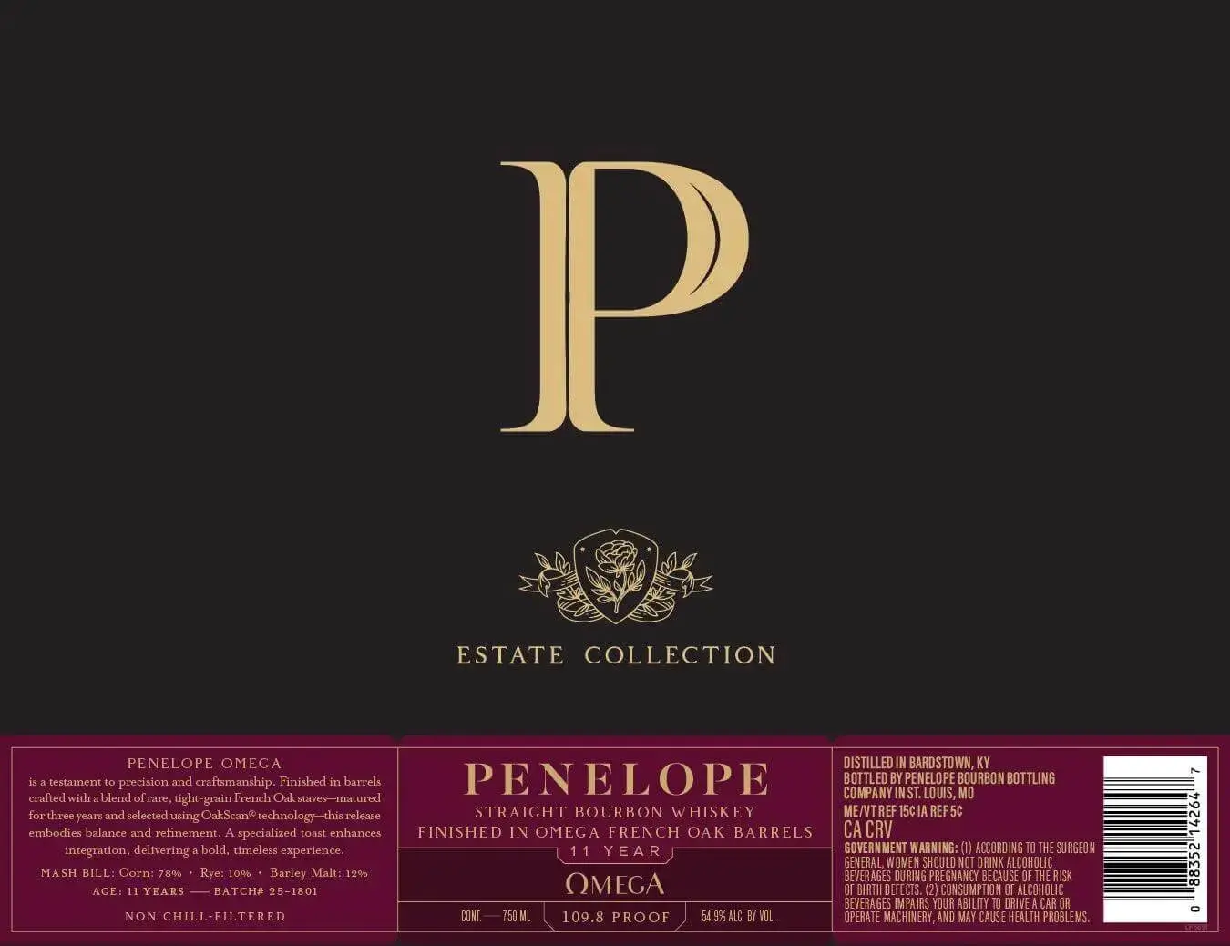 Penelope Omega Estate Collection 11 Year Straight Bourbon Whiskey