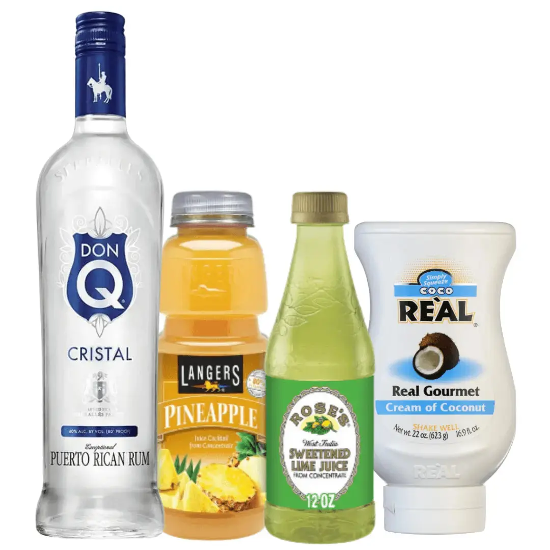 Pina Colada Cocktail: Don Q, Cream of Coconut, Pineapple & Lime Juices