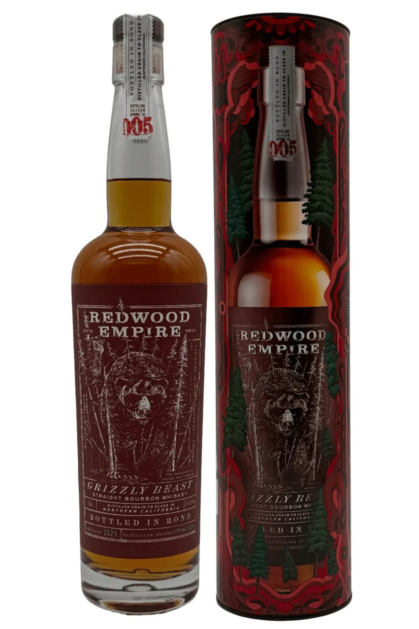 Redwood Empire Grizzly Beast Bottled in Bond Straight Bourbon Whiskey Batch 005 2025 Release