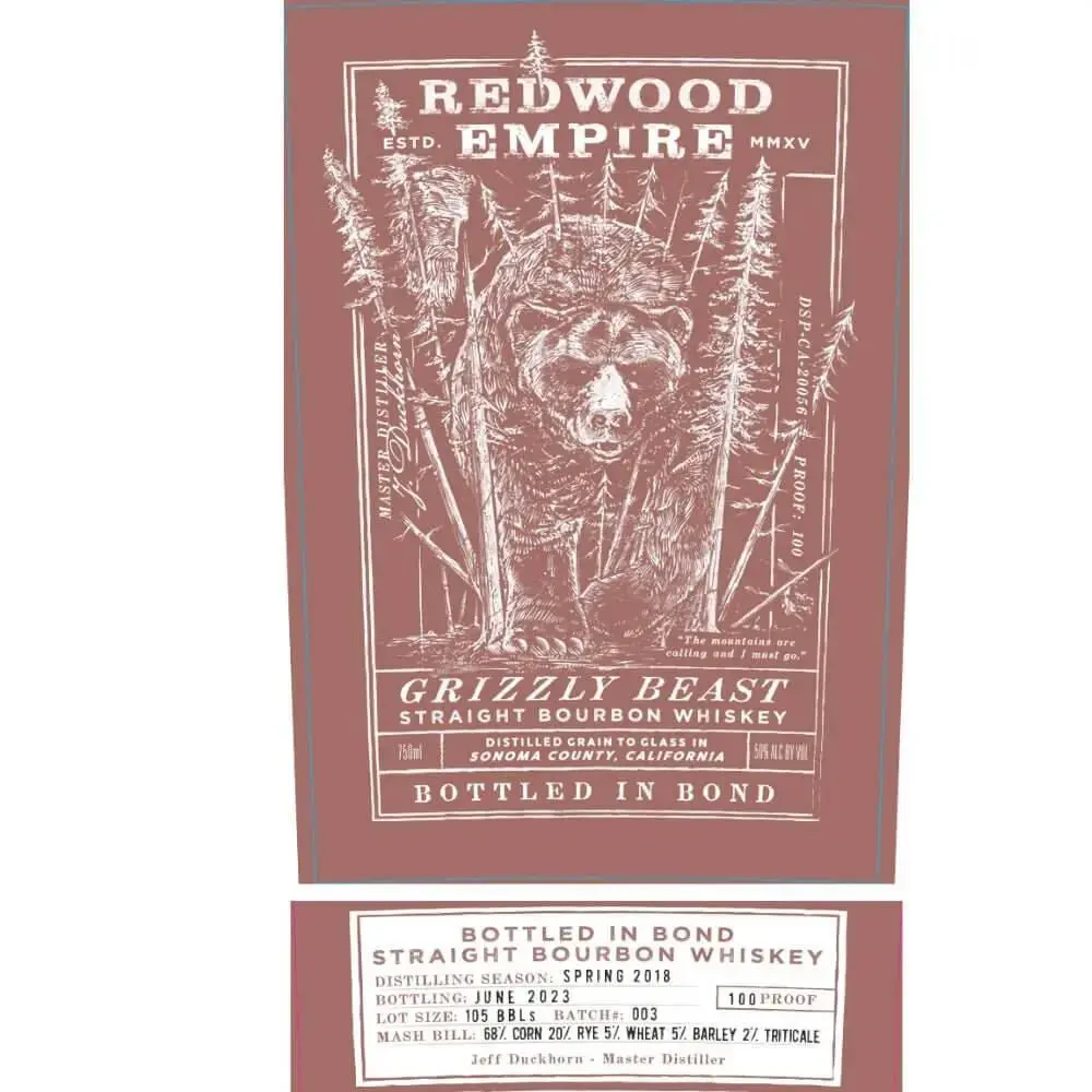 Redwood Empire Grizzly Beast Straight Bourbon Batch 003 - Image 2