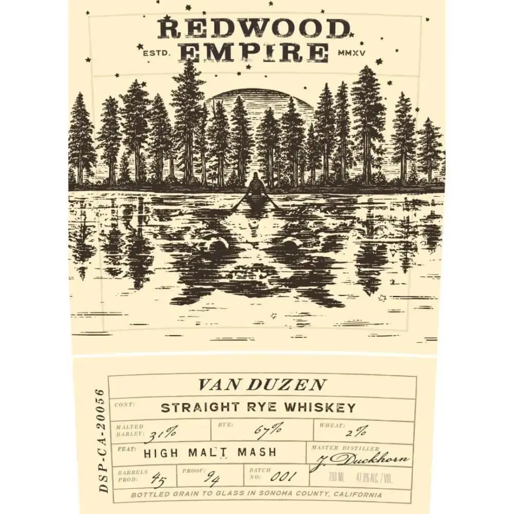 Redwood Empire Van Duzen Straight Rye Whiskey - Image 2