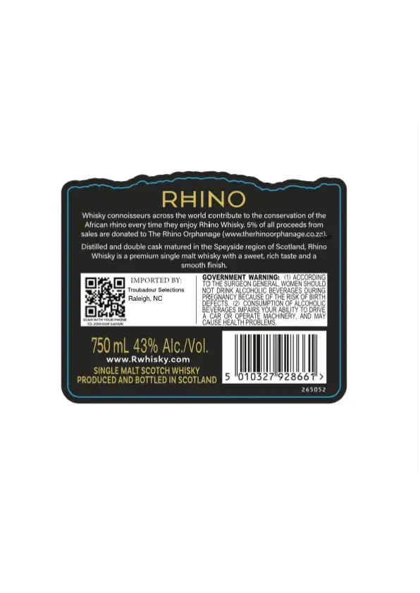 Rhino Single Malt Scotch Whisky Limited Reserve - Image 2