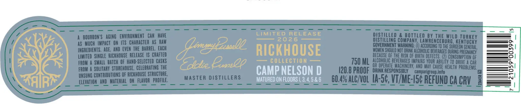 Russell's Reserve Single Rickhouse Camp Nelson D Limited Release 2026 Bourbon - Image 3