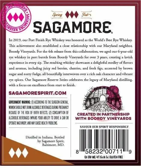 Sagamore Reserve Series Port Finish Rye Whiskey - Image 2