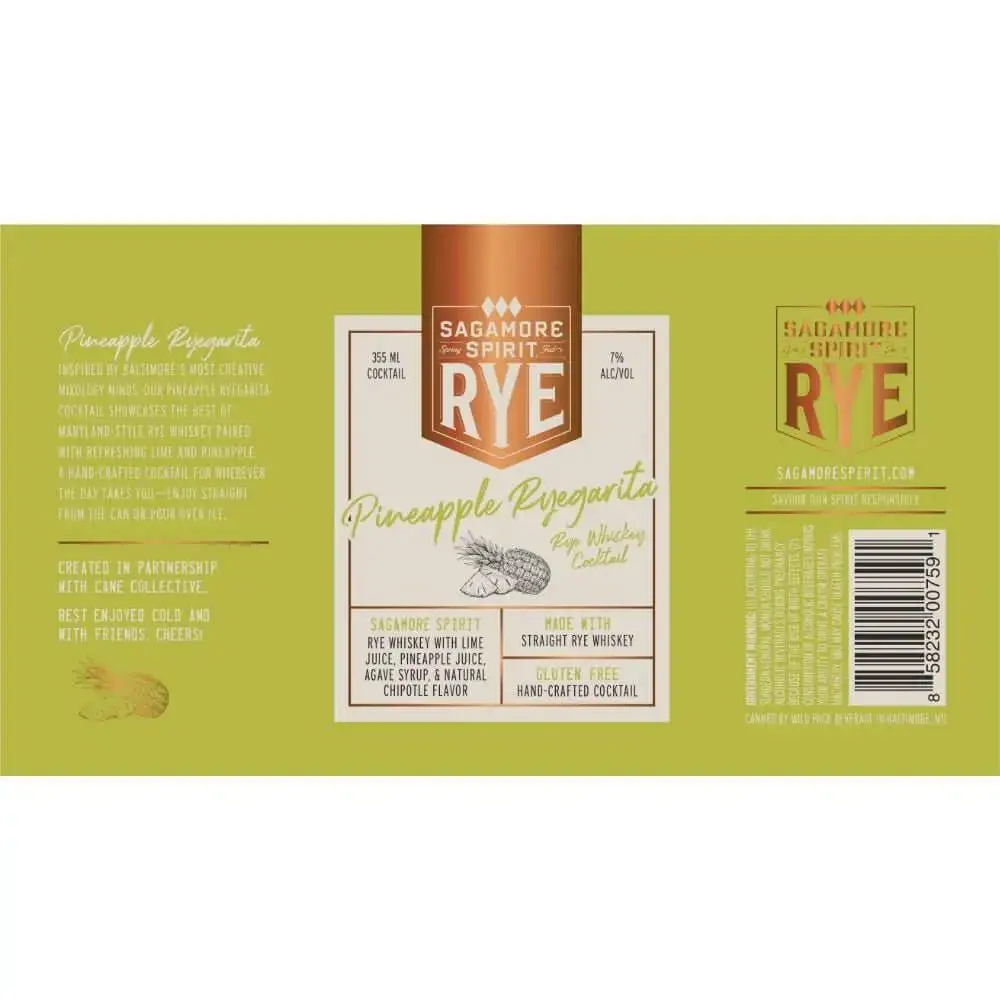Sagamore Spirit Pineapple Ryegarita Canned Cocktail 4PK - Image 2