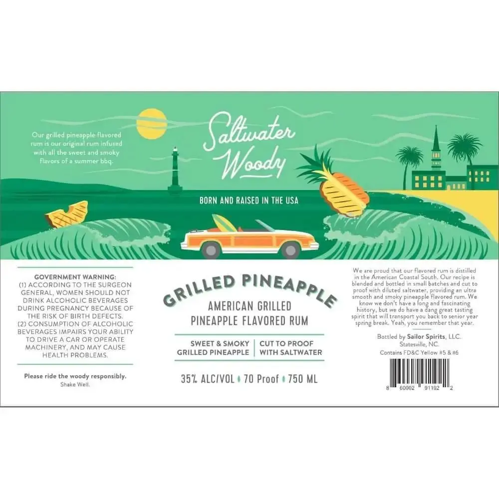 Saltwater Woody Grilled Pineapple Flavored Rum 1L - Image 2