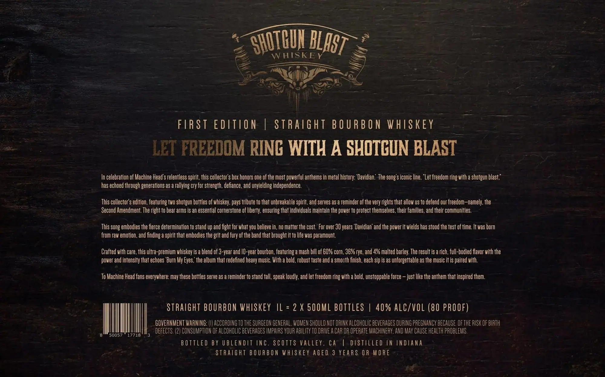 Shotgun Blast Whiskey First Edition Straight Bourbon By Machine Head - Image 3