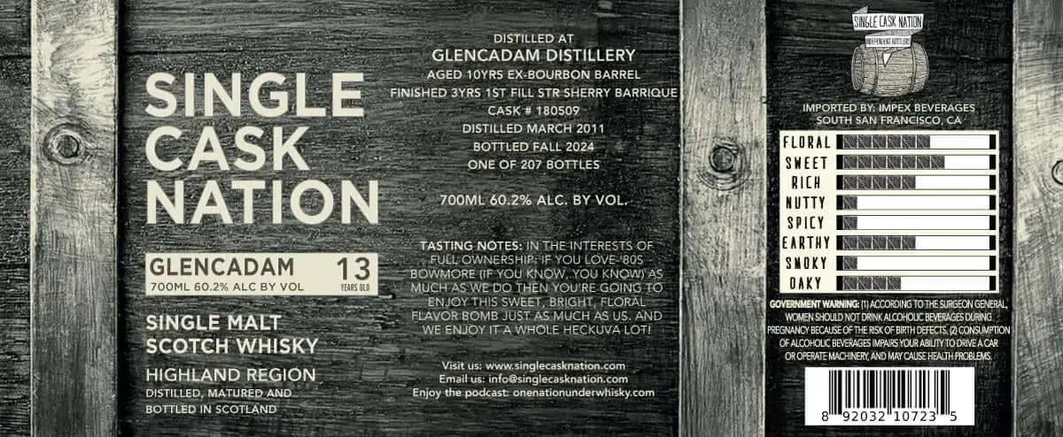 Single Cask Nation Glencadam 13-Year Single Malt Scotch Whisky