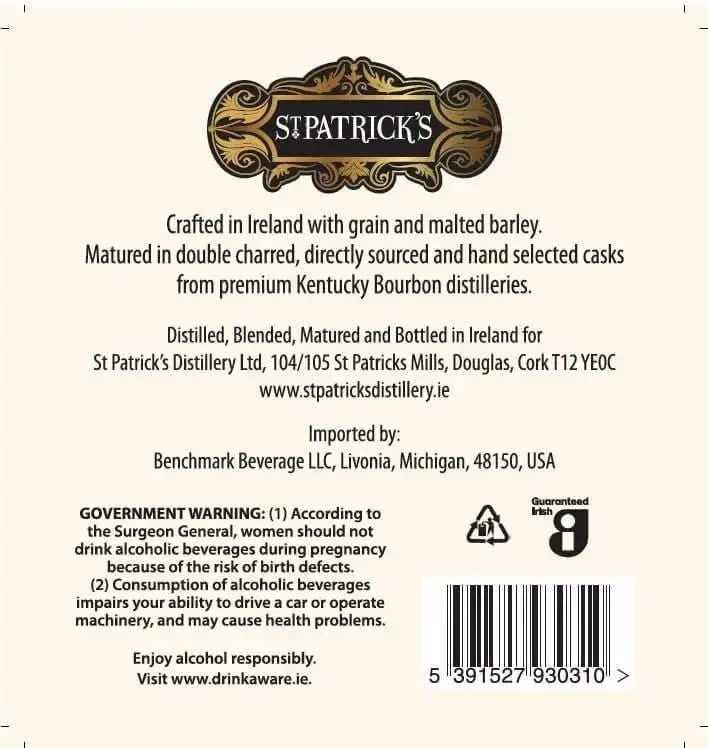 St. Patrick's Cask Strength Irish Whiskey - Image 2