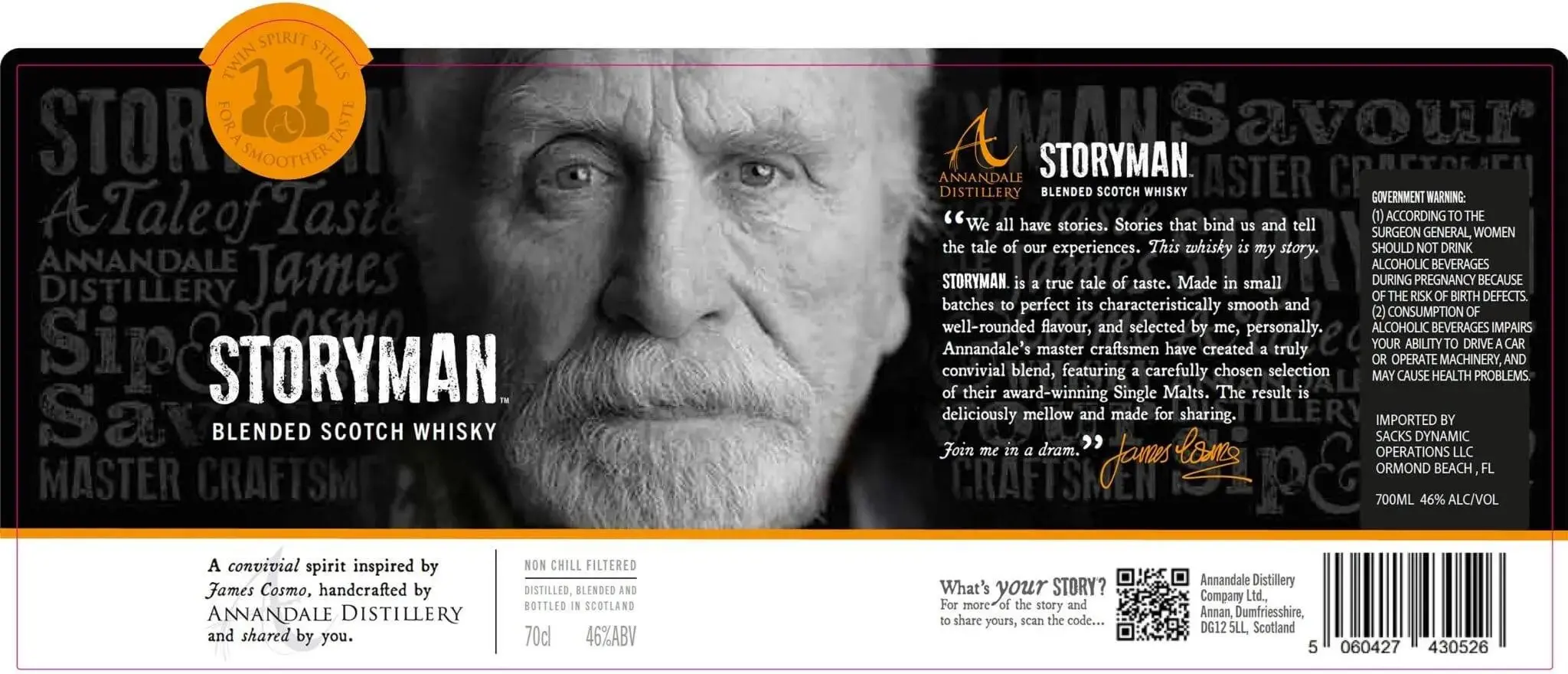 Storyman Blended Scotch Whisky 2nd Edition by Annandale Distillery 700ml