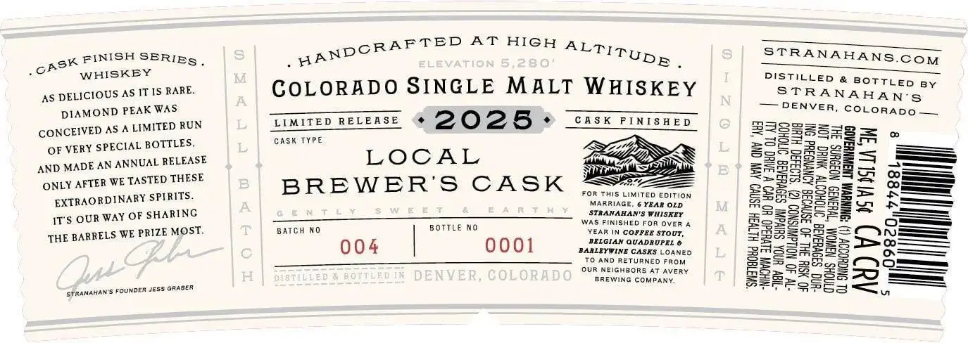 Stranahan’s Diamond Peak 2025 Batch 4 - Local Brewers Cask - Image 2