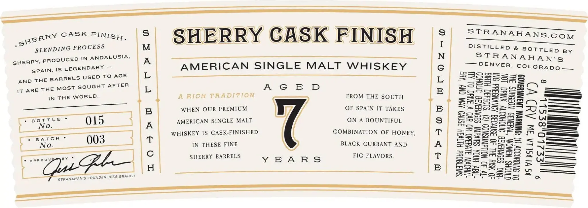Stranahan's Sherry Cask Finish American Single Malt Whiskey Aged 7 Years - Image 2