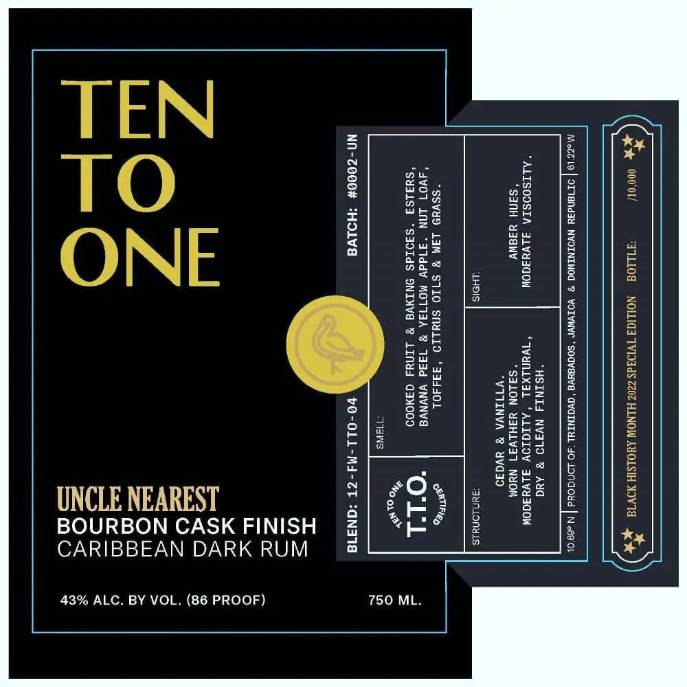 Ten To One Uncle Nearest Bourbon Cask Finish Dark Rum - Image 2