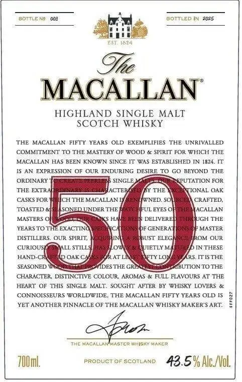 The Macallan 50 Year Old Highland Single Malt Scotch Whisky 700ml