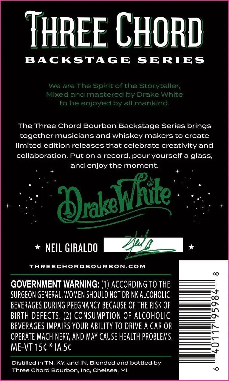 Three Chord Backstage Series Drake White Bourbon Whiskey - Image 2