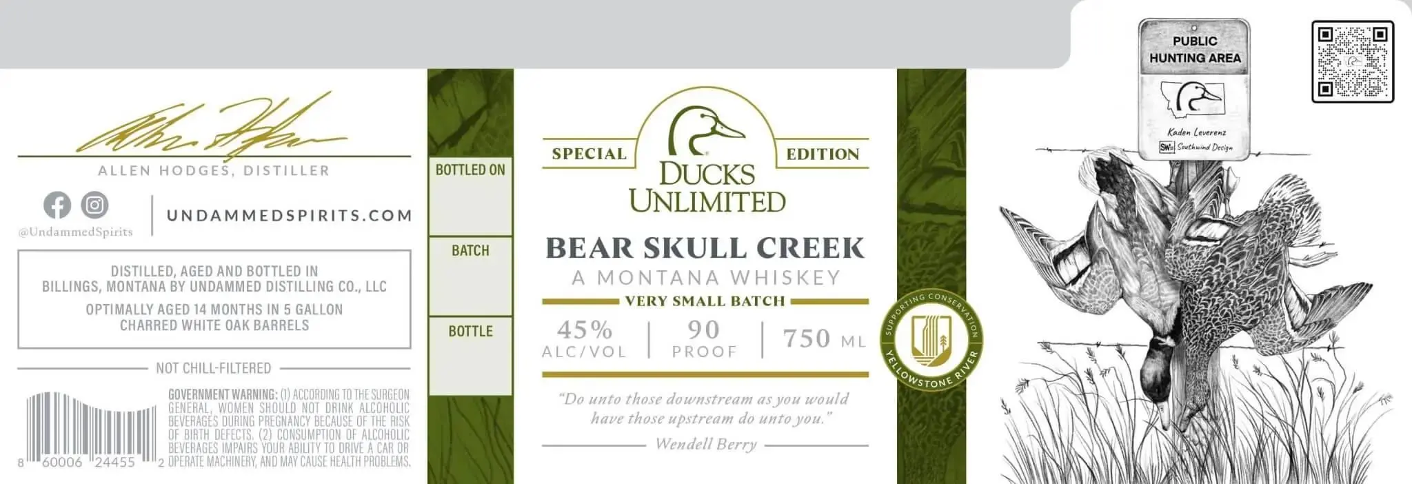Undammed Bear Skull Creek Montana Whiskey Ducks Unlimited Edition