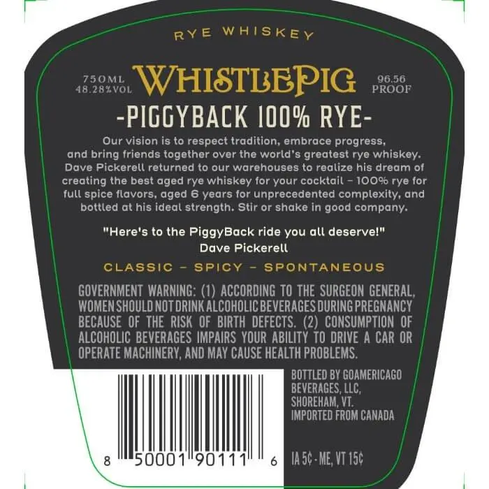 WhistlePig Piggyback 6 Year Old Rye - Image 3