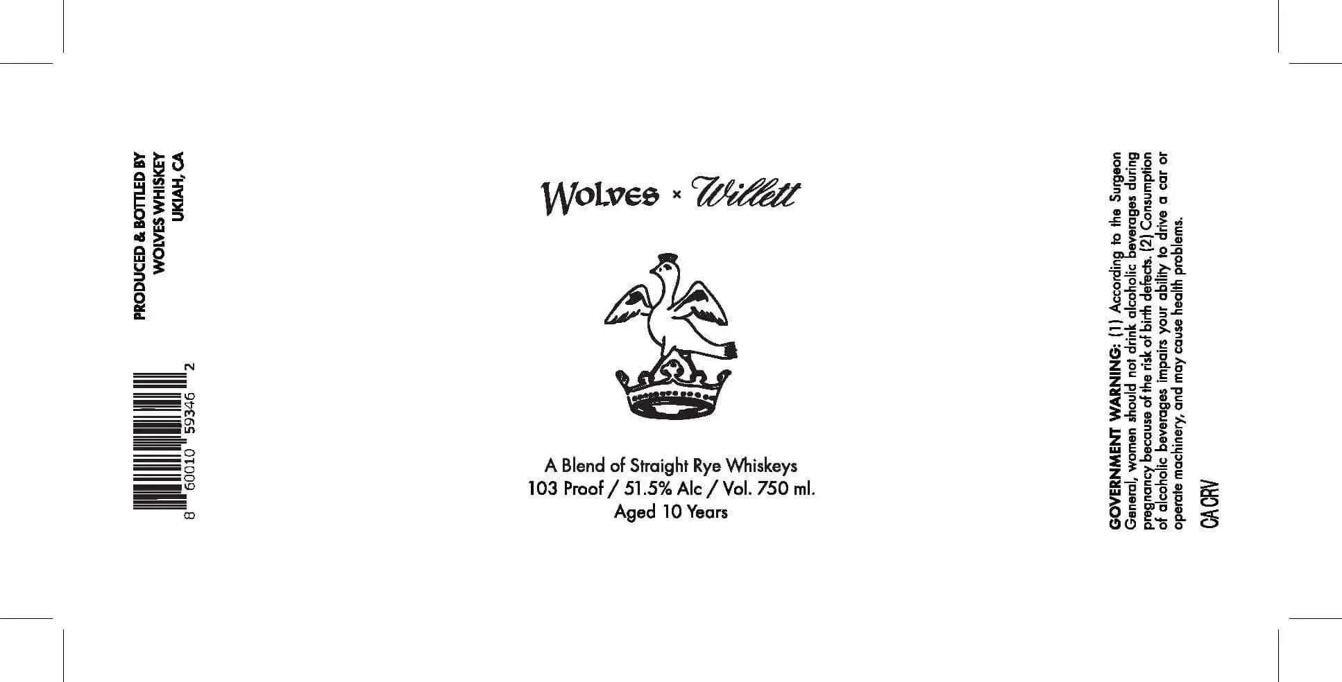 Wolves x Willett 10 Year Aged Straight Rye Whiskey Limited Edition
