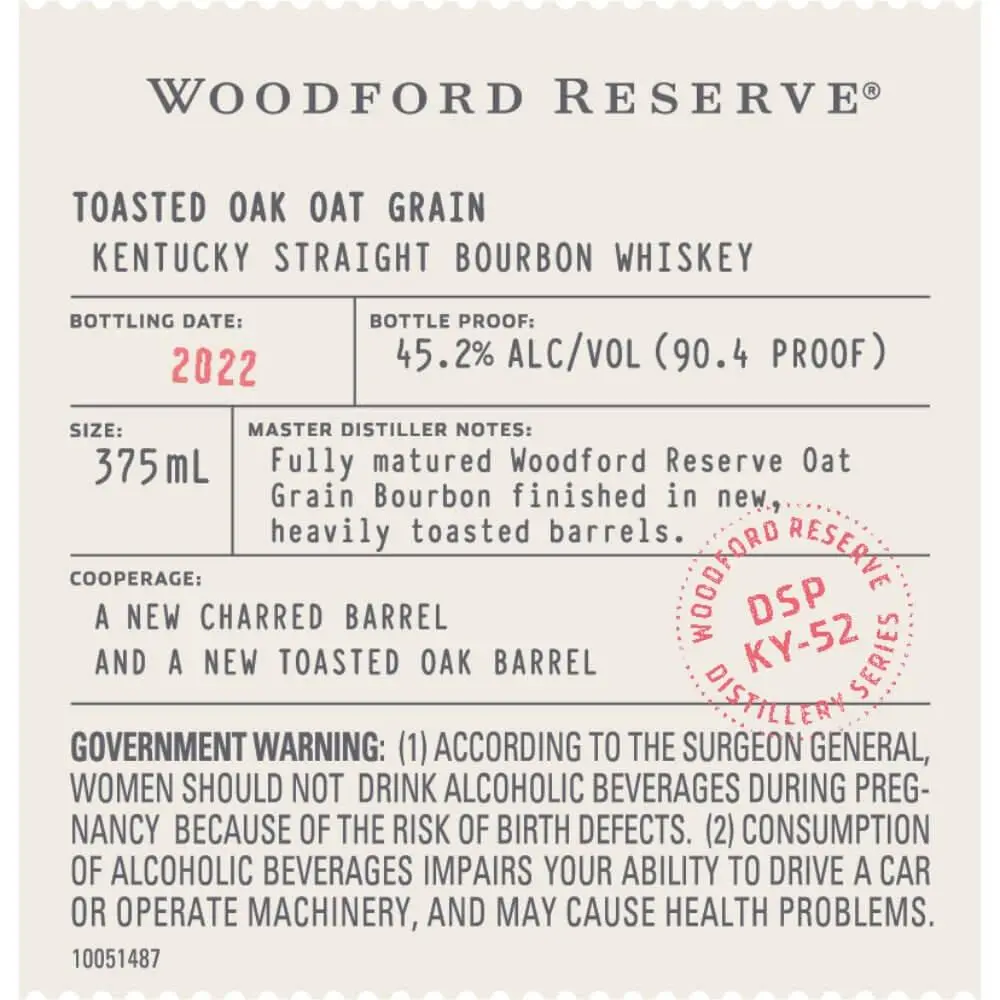 Woodford Reserve Toasted Oak Oat Grain Bourbon - Image 2