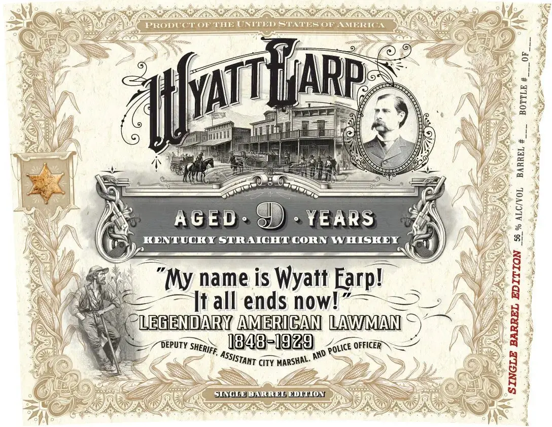 Wyatt Earp Aged 9 Years Kentucky Straight Corn Whiskey Single Barrel Edition